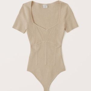 Abercrombie corset-inspired ribbed knit bodysuit